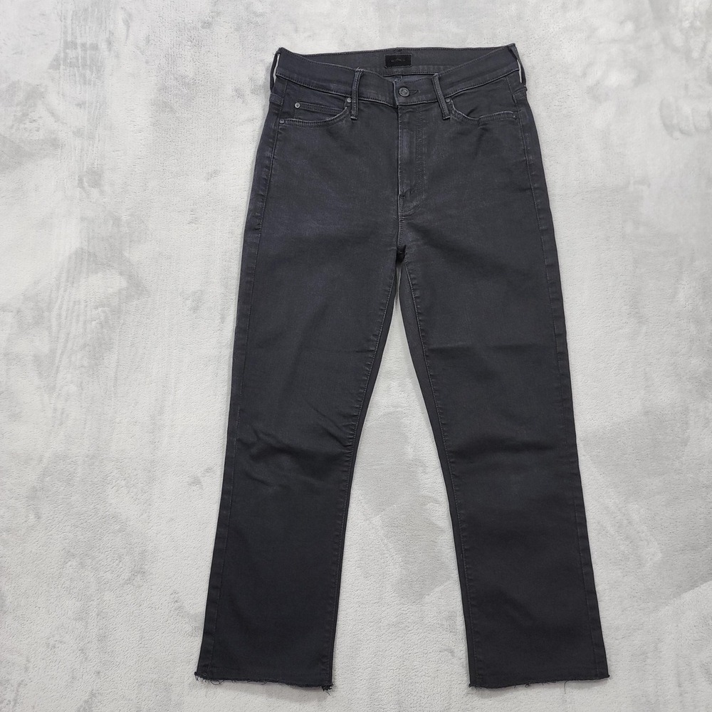 Mother Jeans Women 29 Black High Waisted Rascal Crop Fray The Whip Stretch Denim